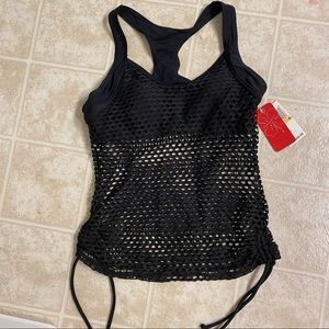 NWT black mesh tankini swimsuit bathing suit top